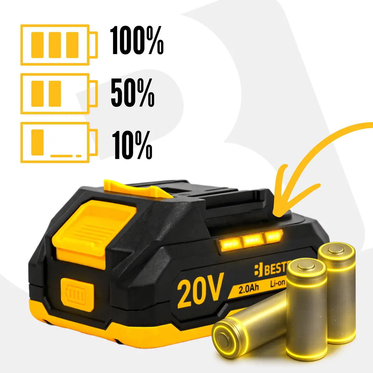 Akumulator BESTEN B-PRO 20V 2000 mAh wskaźnik LED naładowania